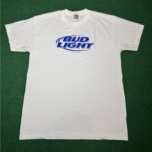 Vintage Budlight Anheuser Busch Y2K White Beer Promo Large T Shirt Deadstock